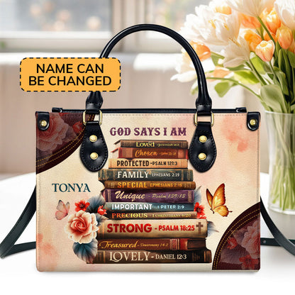 God Says I Am - Personalized Leather Handbag GMJSLB200018