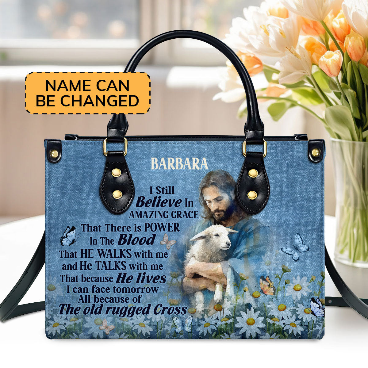 Jesus I Still Believe In Amazing Grace - Personalized Leather Handbag GMJSLB200018