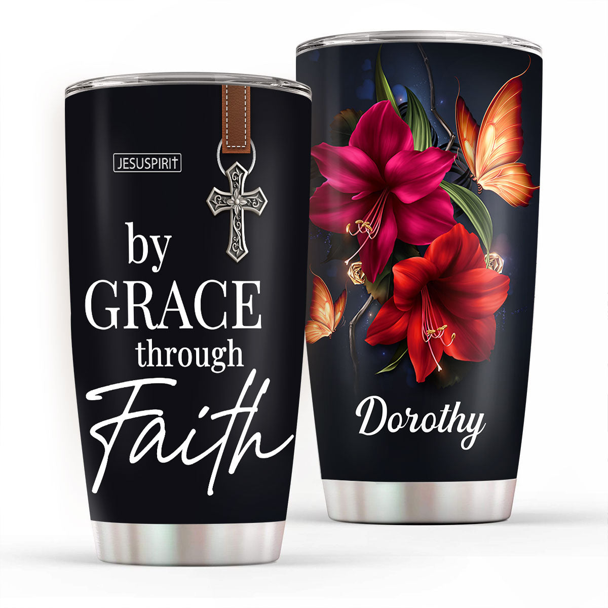 By Grace Through Faith - Inspirational Drinkware - 20oz Stainless Steel Tumbler