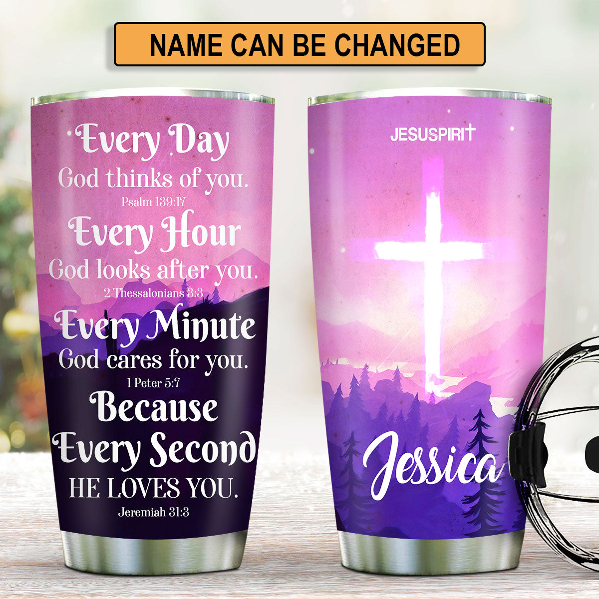 God Thinks Of You - Personalized Cross Tumbler