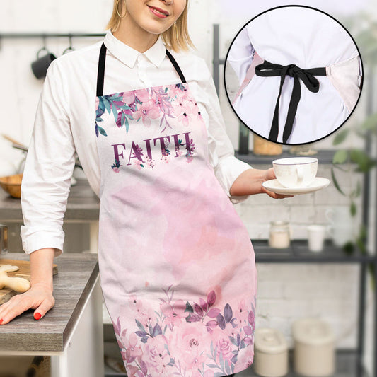Faith Floral Design - Apron With Neck Strap - Inspirational Kitchen Wear