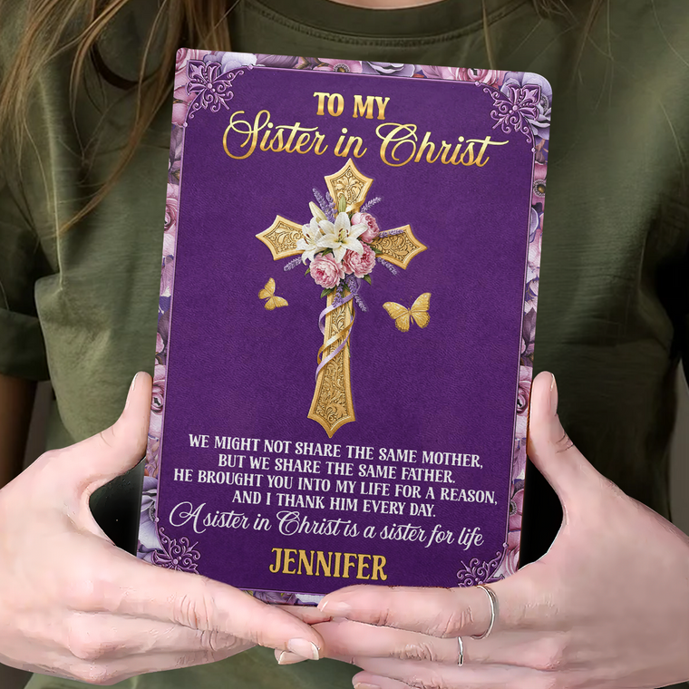 To My Sister in Christ - Personalized Leather Cover Notebook GMJSNB200035