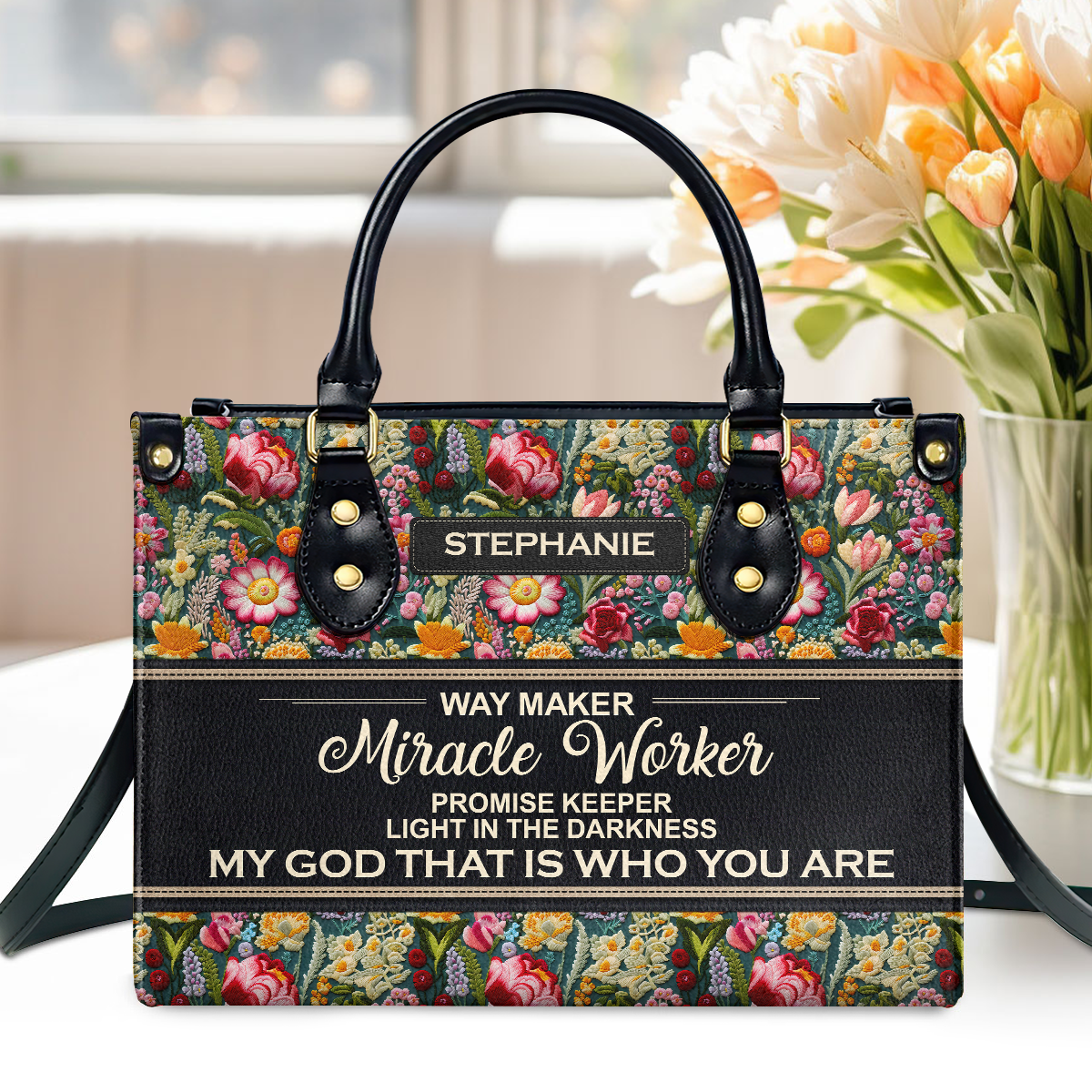 Faith-Based Quote - Personalized Leather Handbag GMJSLB200091