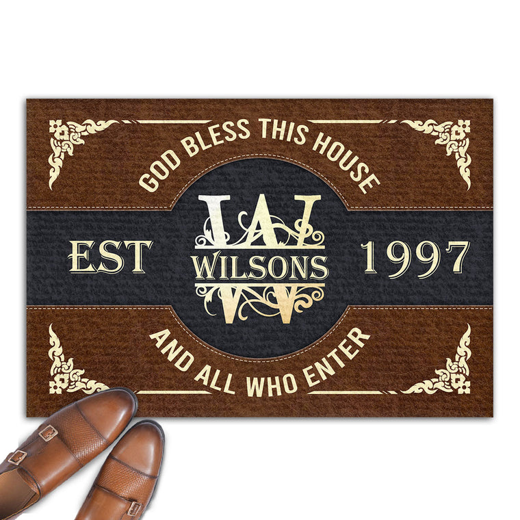 God Bless This House - Personalized Doormat - Christian Home Decor GDMJS10094