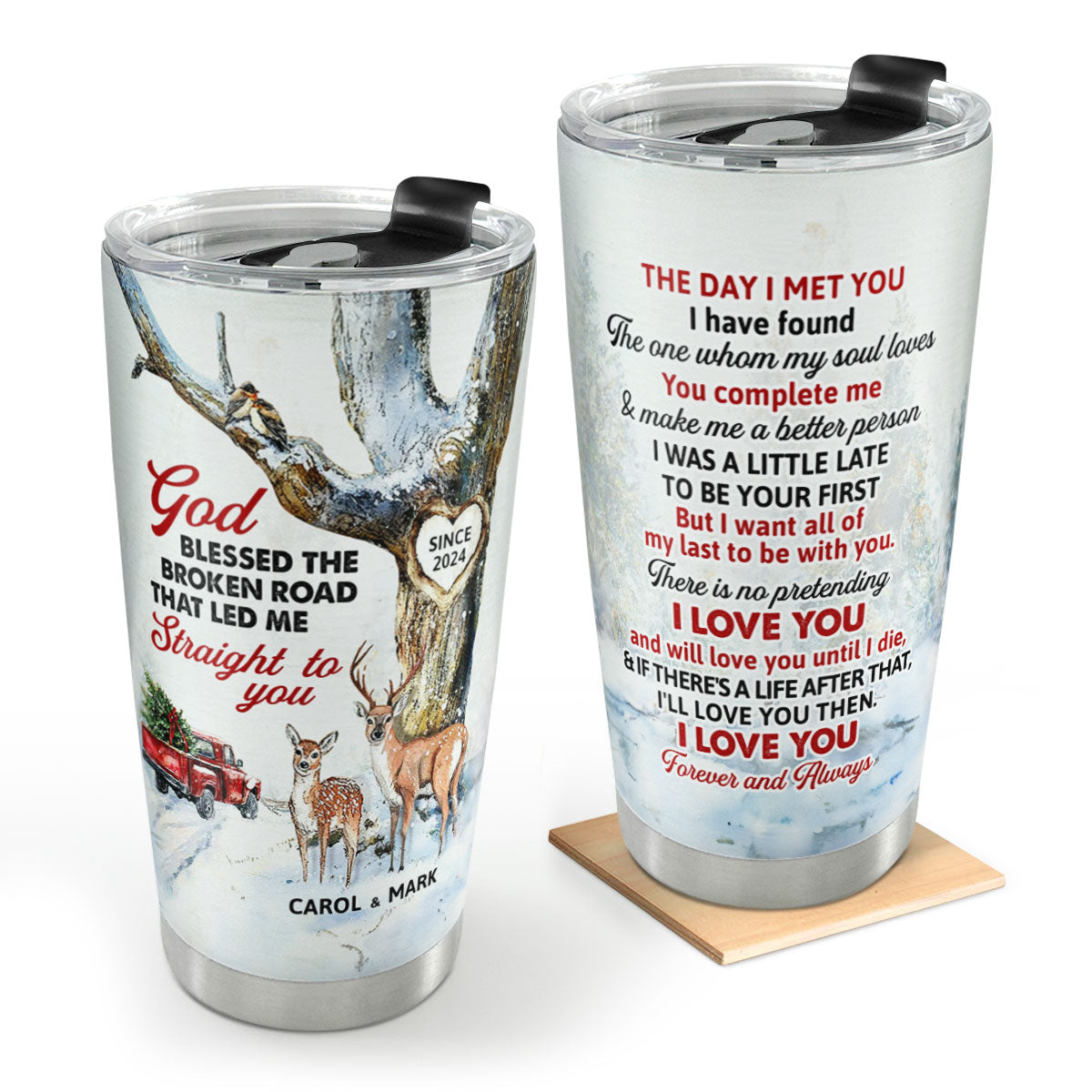 God Blessed The Broken Road - Gift for Couple - Personalized Tumbler