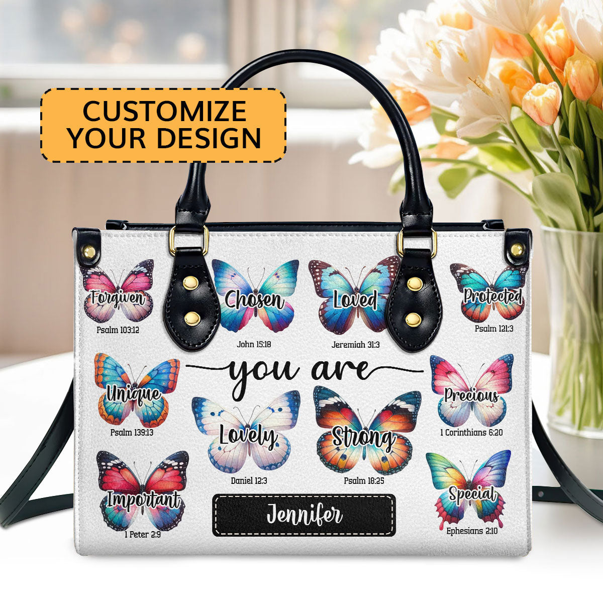 Inspirational Butterfly Design - Personalized Leather Handbag GMJSLB200024