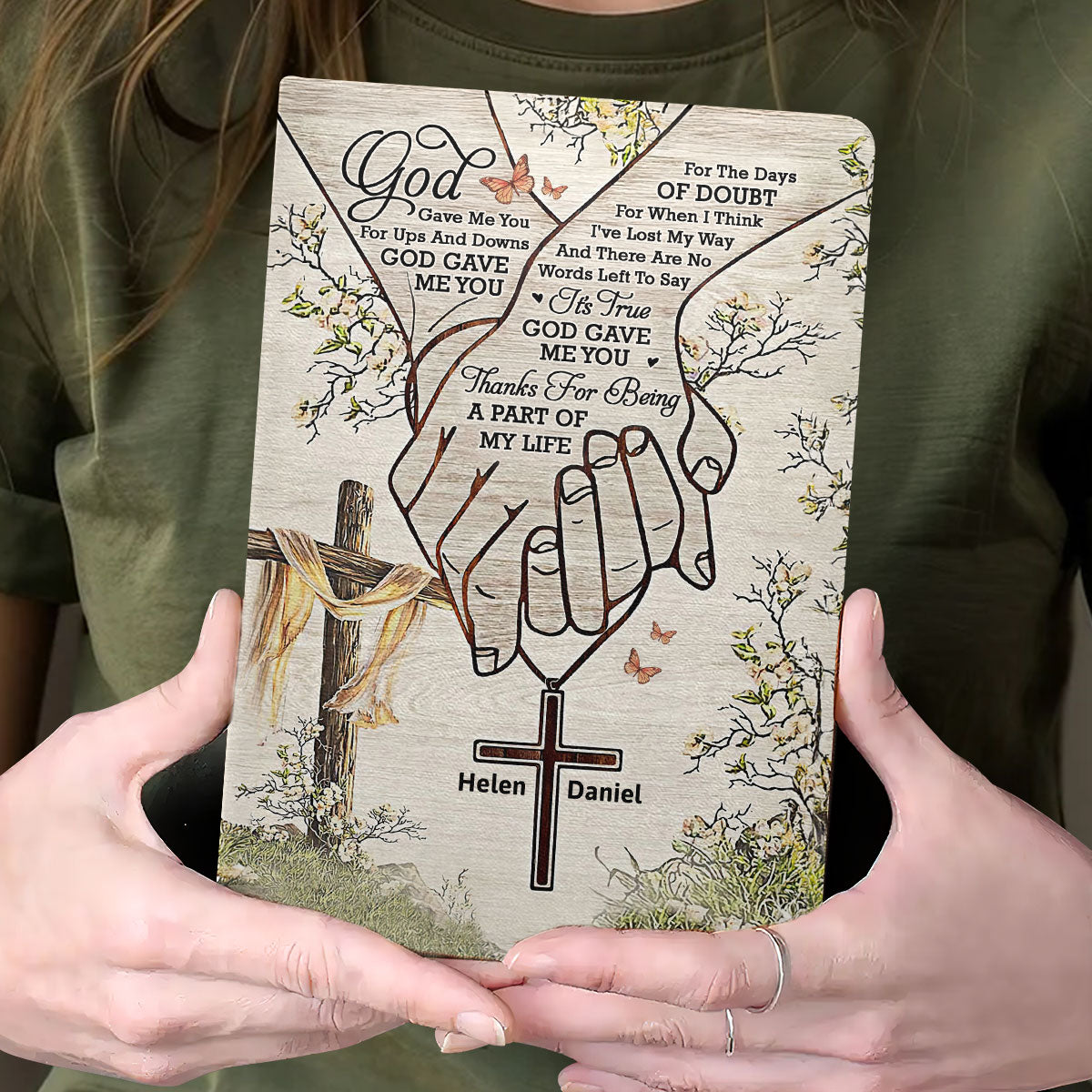God Gave Me You - Personalized Leather Notebook GMJSNB200120
