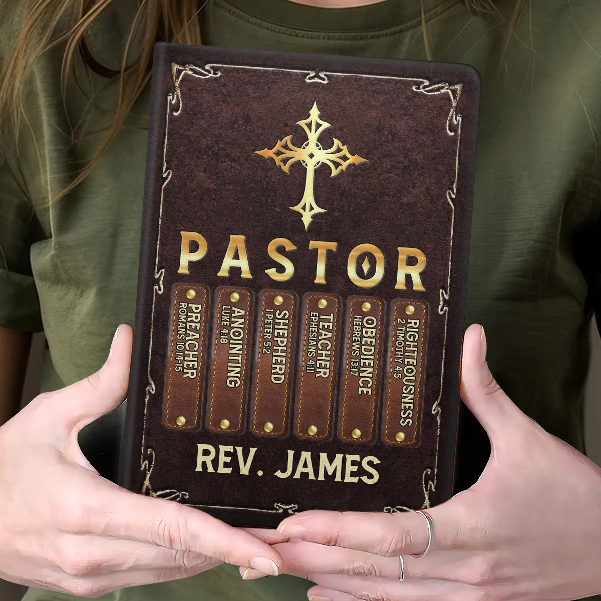 My Preacher, Teacher, & Shepherd - Personalized Leather Cover Notebook GMJSNB200043