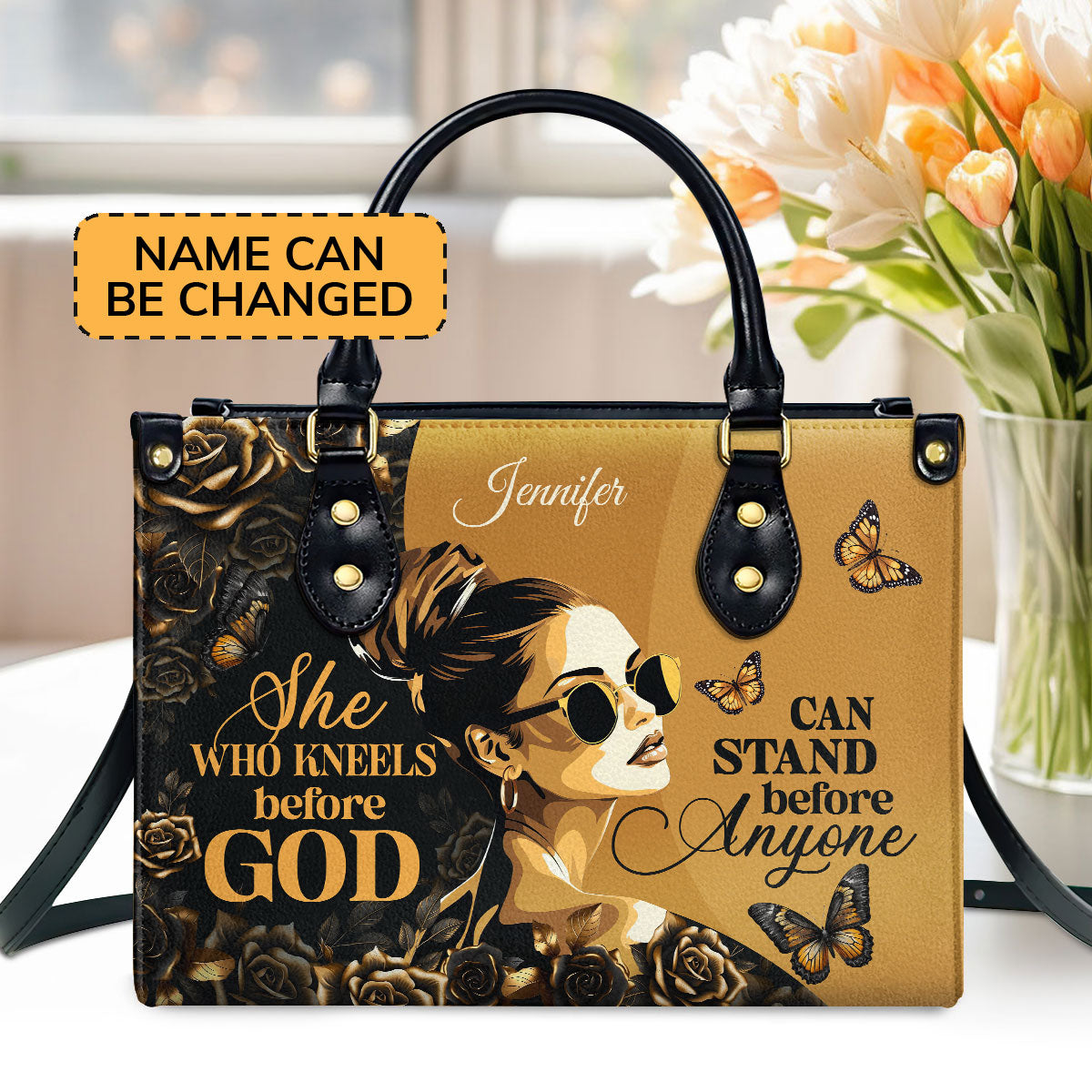 She Who Kneels - Personalized Leather Handbag GMJSLB200012