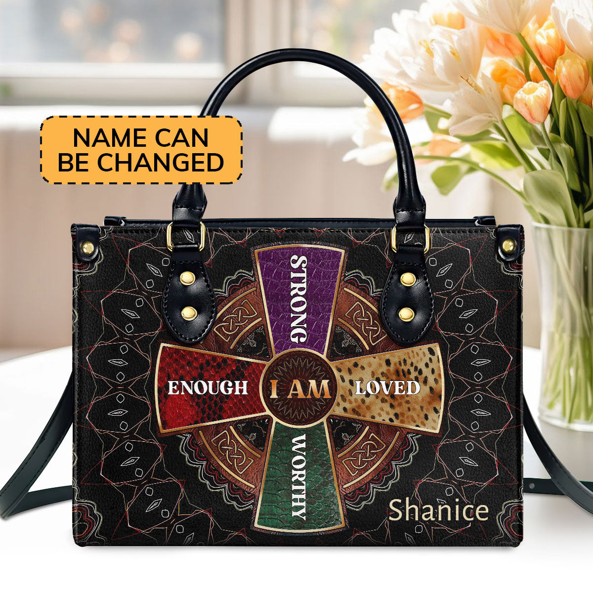 I Am Strong Loved - Personalized Leather Handbag - Gift for Women GMJSLB200014