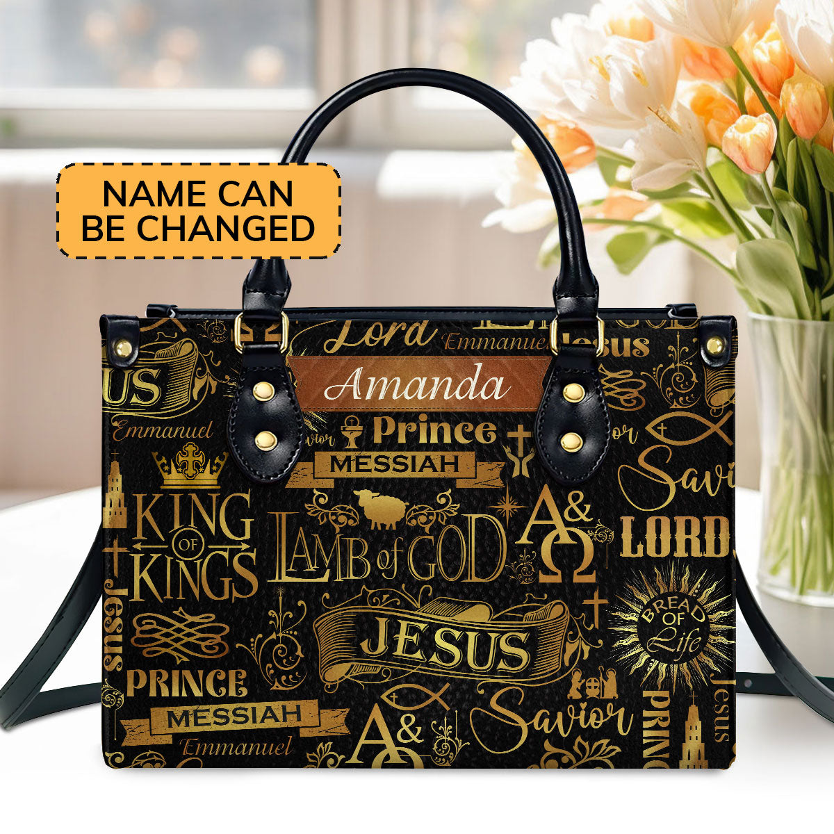 Lamb Of God Design - Personalized Leather Handbag - Christian Faith Accessories GMJSLB200022