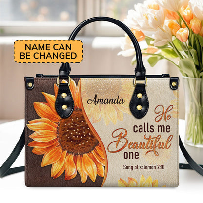 He Calls Me Beautiful One - Personalized Leather Handbag GMJSLB200081