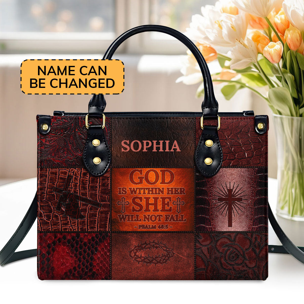 Faith Quote - Personalized Leather Handbag GMJSLB200036