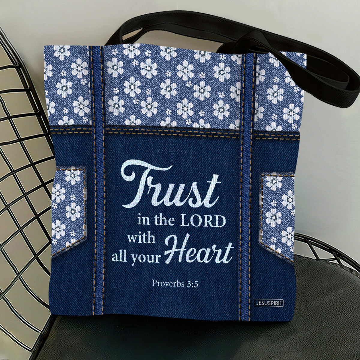 Trust In The Lord Tote Bag - Christian Floral Gift for Loved One GTTJS10088