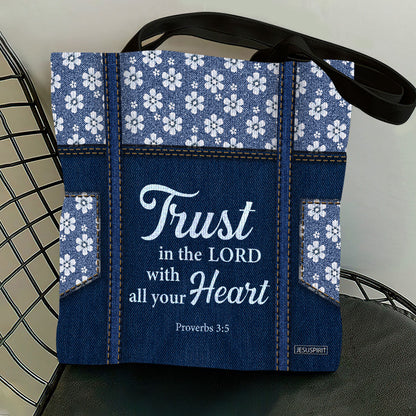 Trust In The Lord Tote Bag - Christian Floral Gift for Loved One GTTJS10088