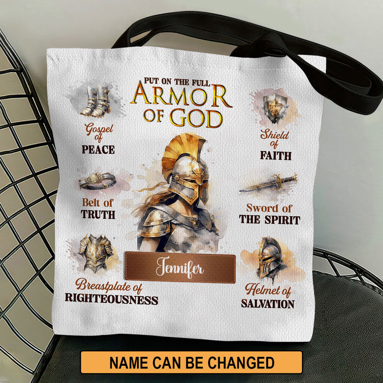 Put On The Armor Of God - Personalized Christian Tote Bag GTTJS10025