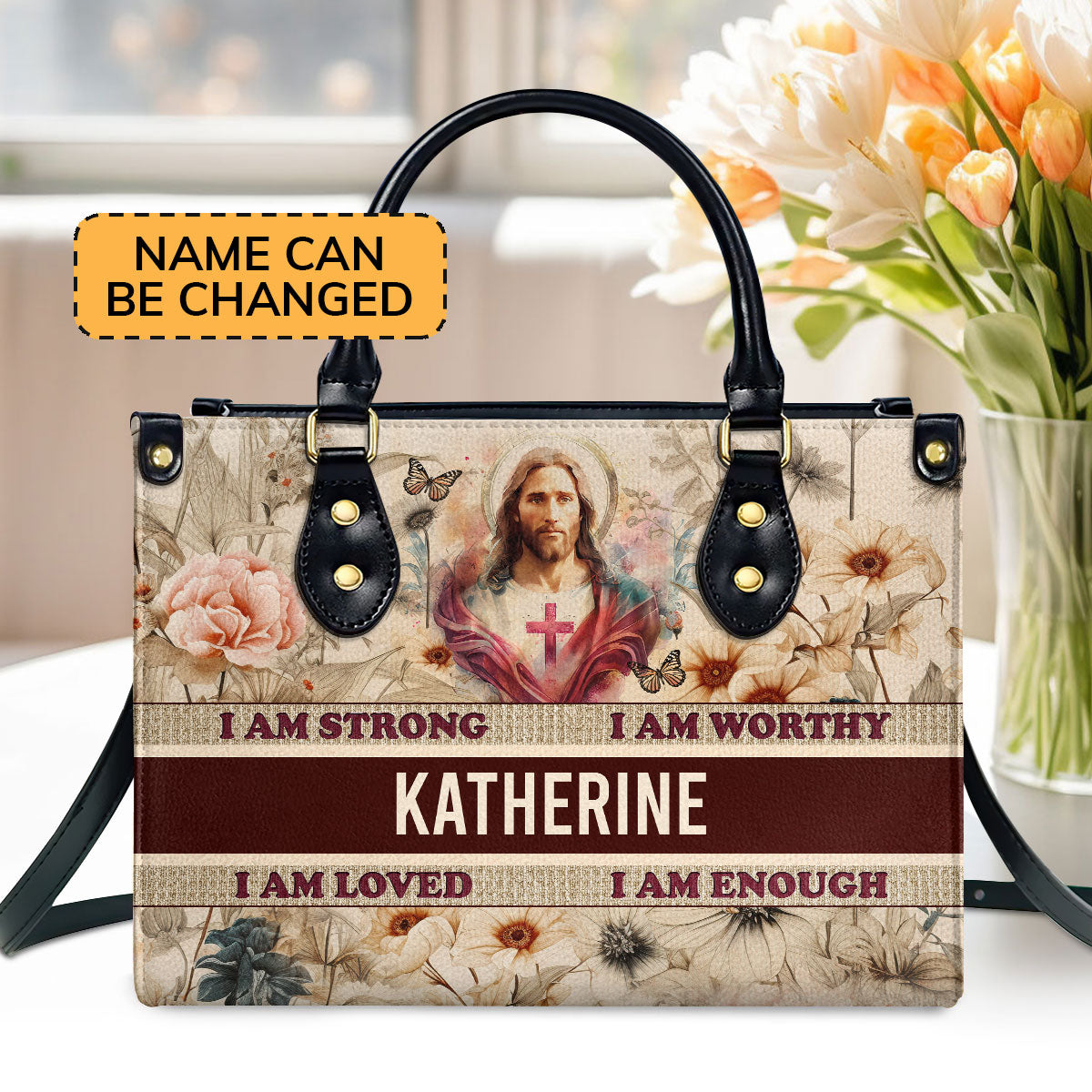 I Am Enough - Personalized Leather Handbag - Gift for Women GMJSLB200013