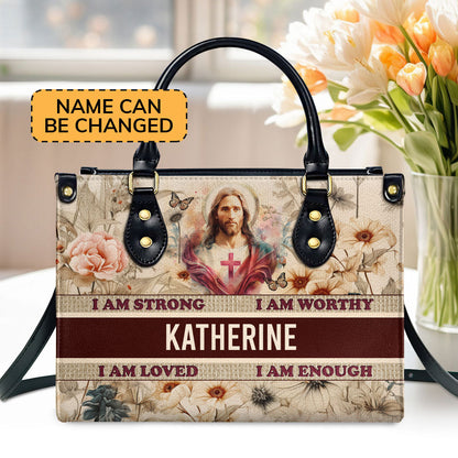 I Am Enough - Personalized Leather Handbag - Gift for Women GMJSLB200013
