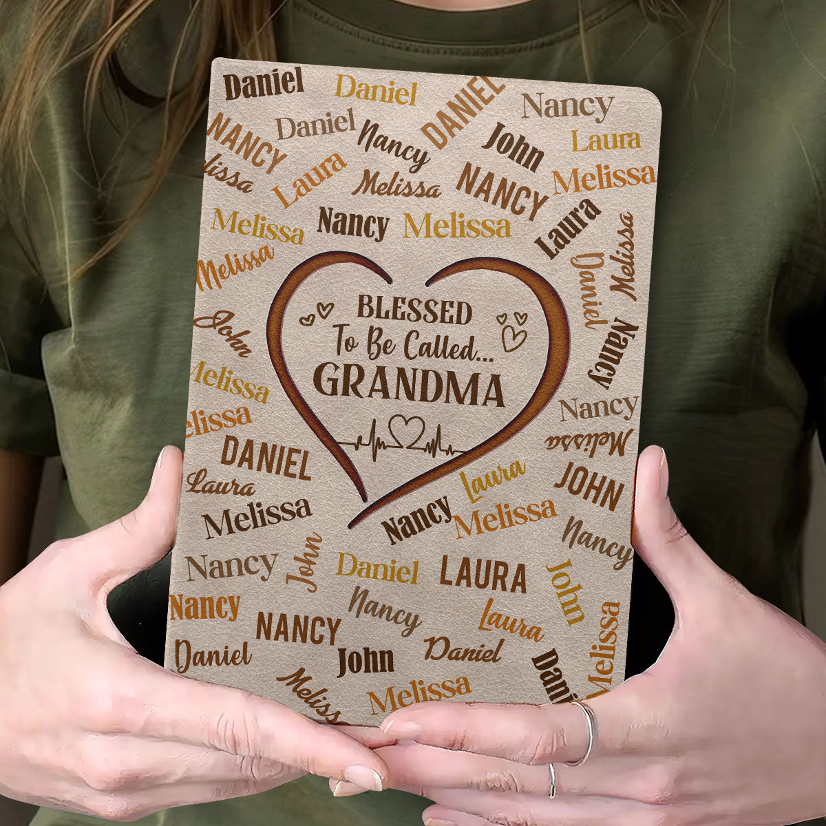 Blessed To Be Called Grandma - Personalized Leather Cover Notebook GMJSNB200113