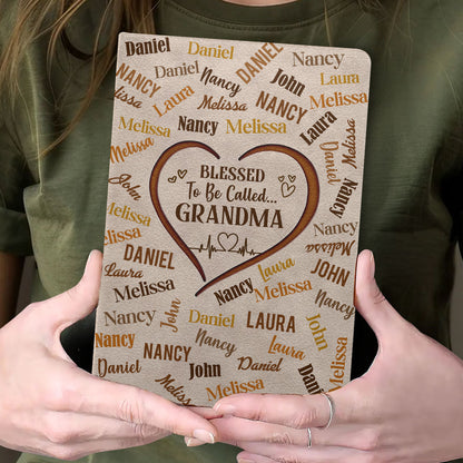 Blessed To Be Called Grandma - Personalized Leather Cover Notebook GMJSNB200113