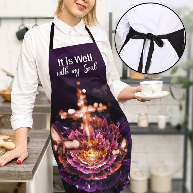 It Is Well With My Soul - Christian Apron - Inspirational Kitchen Accessory