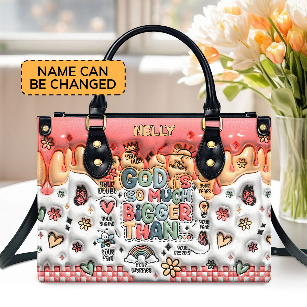 God Is Bigger Than - Personalized Leather Handbag - Gift for Women GMJSLB200026