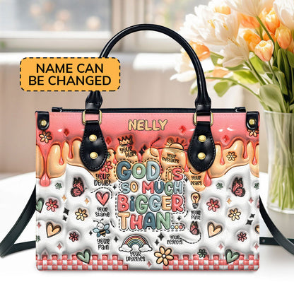 God Is Bigger Than - Personalized Leather Handbag - Gift for Women GMJSLB200026