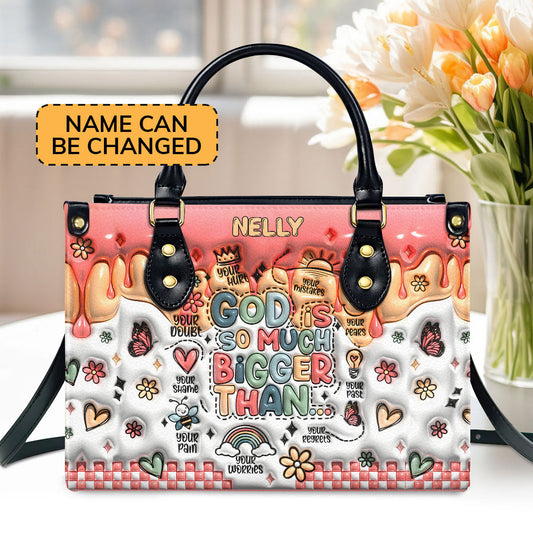 God Is Bigger Than - Personalized Leather Handbag - Gift for Women GMJSLB200026