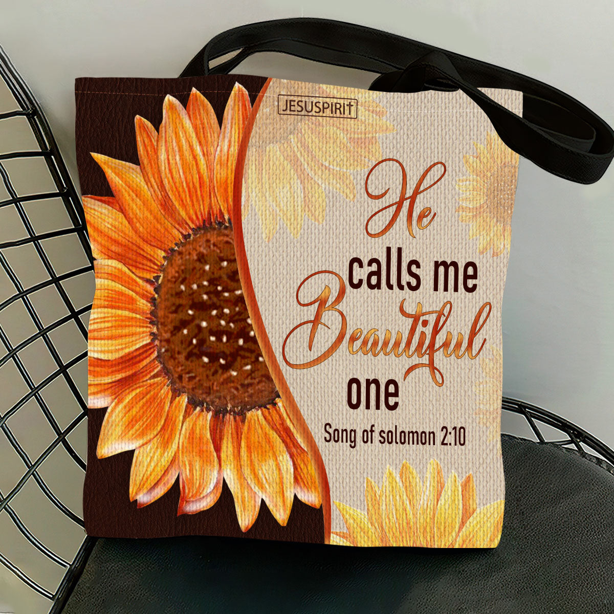 He Calls Me Beautiful - Christian Sunflower Tote Bag GTTJS10181