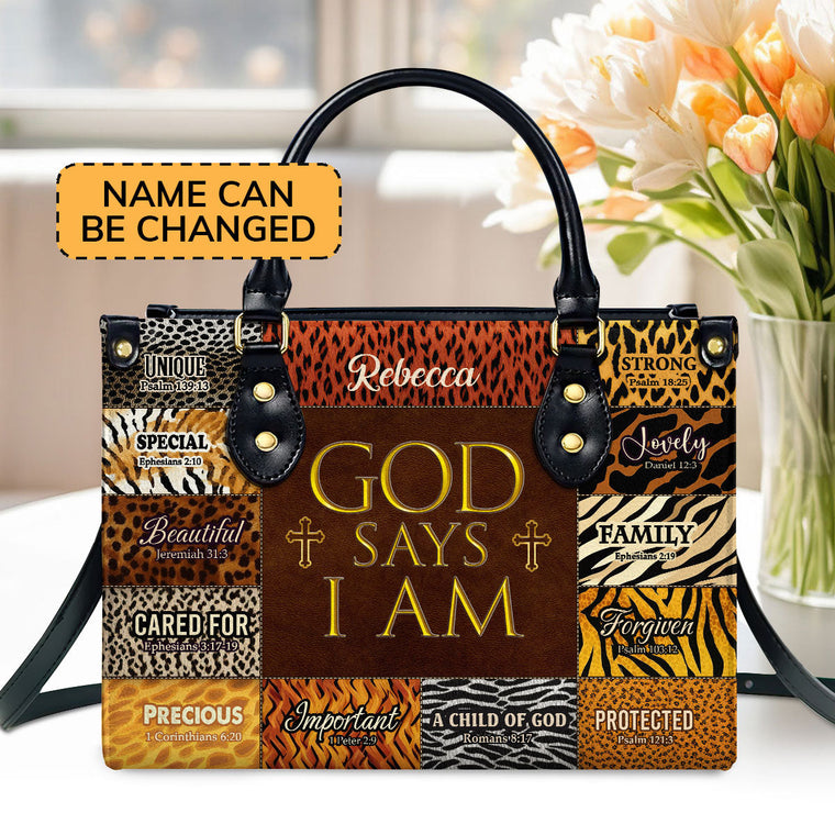 God Says I Am Unique - Personalized Leather Handbag GMJSLB200011