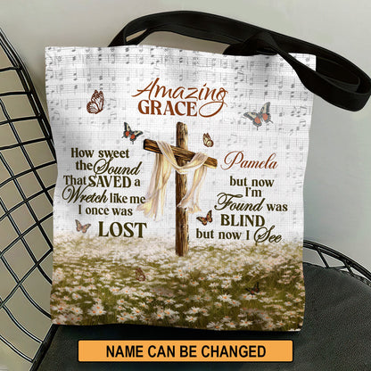 Amazing Grace Tote Bag - Personalized Christian Gift for Women GTTJS10037