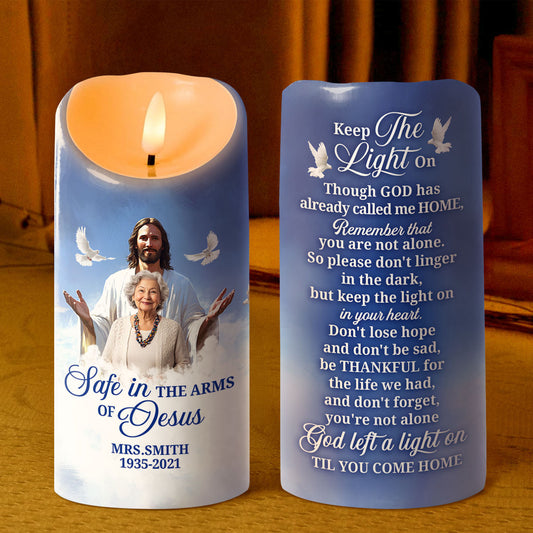 Safe In The Arms Of Jesus - Personalized Flameless LED Candle