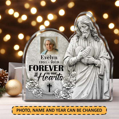 Forever In Our Hearts - Personalized Acrylic Memorial Plaque GAPJS10295