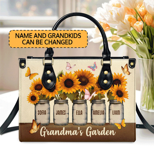 Grandma's Garden - Personalized Leather Handbag GMJSLB200031