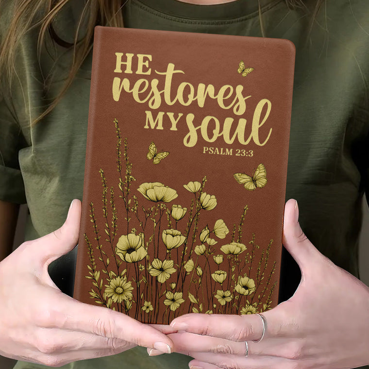 He Restores My Soul - Leather Cover Notebook GMJSNB200100