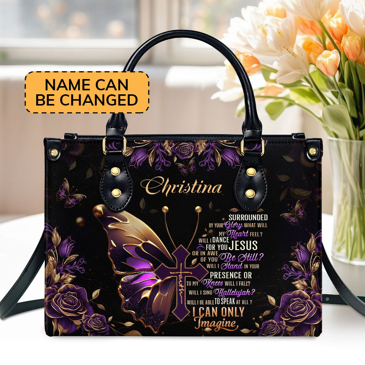 Inspirational Quote - Personalized Leather Handbag with Zipper GMJSLB200019