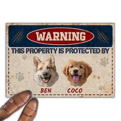 Warning This Property Is Protected - Personalized Doormat GDMJS10091