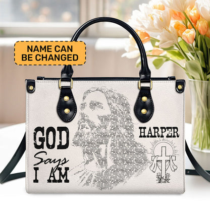 God Says I Am - Personalized Leather Handbag - Gift for Wife GMJSLB200102