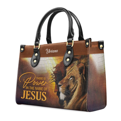 There Is Power In The Name Of Jesus - Personalized Leather Handbag GMJSLB200097
