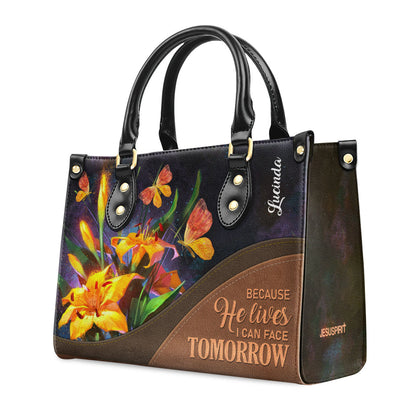 Because He Lives - Personalized Leather Handbag GMJSLB200096