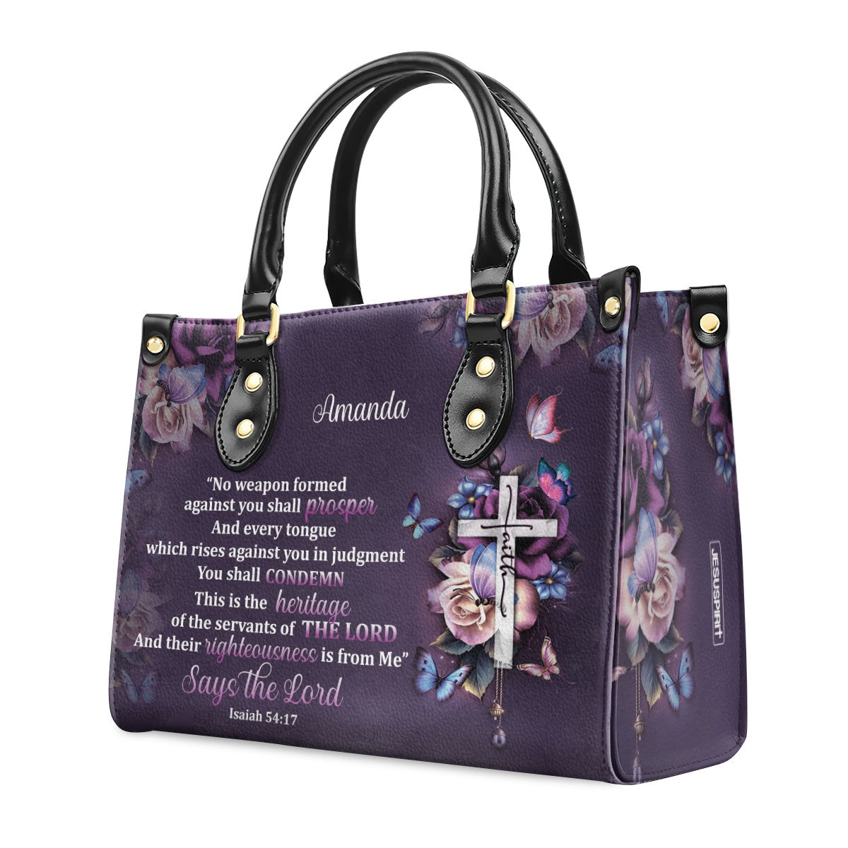No Weapon Formed Against You Shall Prosper - Personalized Leather Handbag GMJSLB200085
