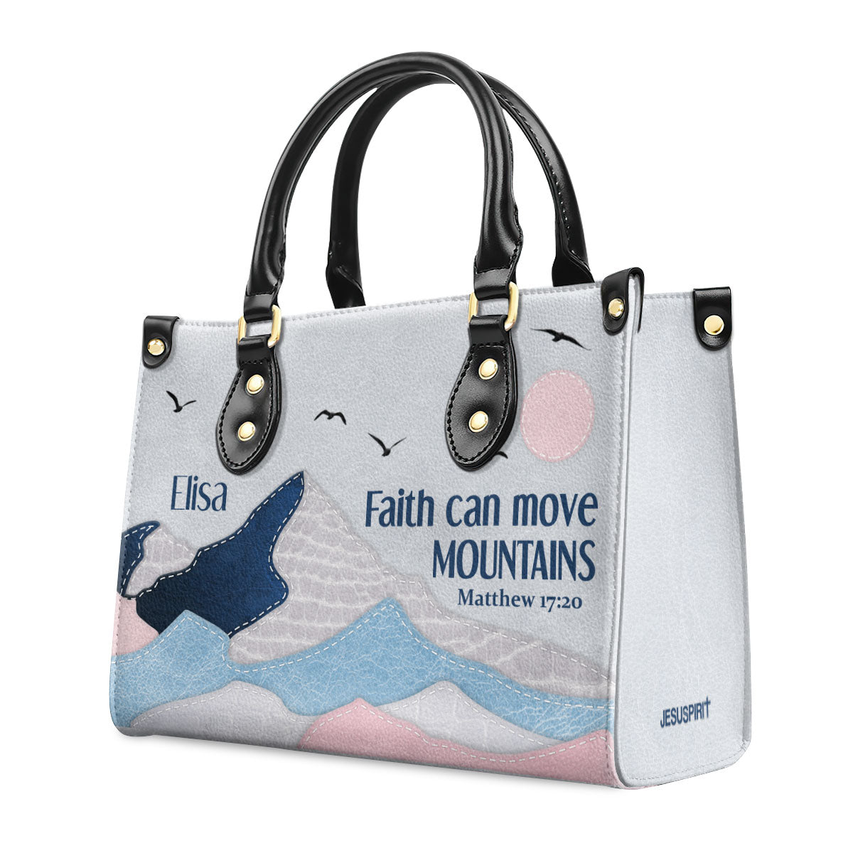 Faith Can Move Mountains - Personalized Leather Handbag GMJSLB200089