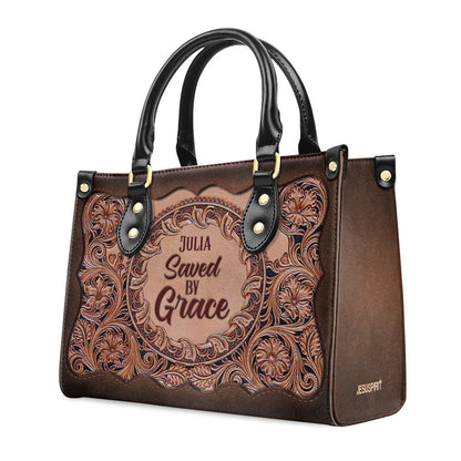 Saved By Grace - Personalized Leather Handbag - Gift For Her GMJSLB200087