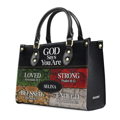 God Says I Am - Personalized Leather Handbag - Gift for Her GMJSLB200032
