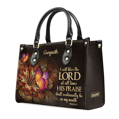 I Will Bless The Lord At All Times - Personalized Leather Handbag GMJSLB200087