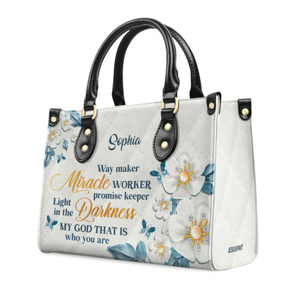 Way Maker Miracle Worker - Personalized Leather Handbag GMJSLB200089