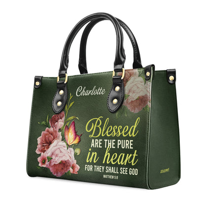 Blessed Are The Pure In Heart - Personalized Leather Handbag GMJSLB200070