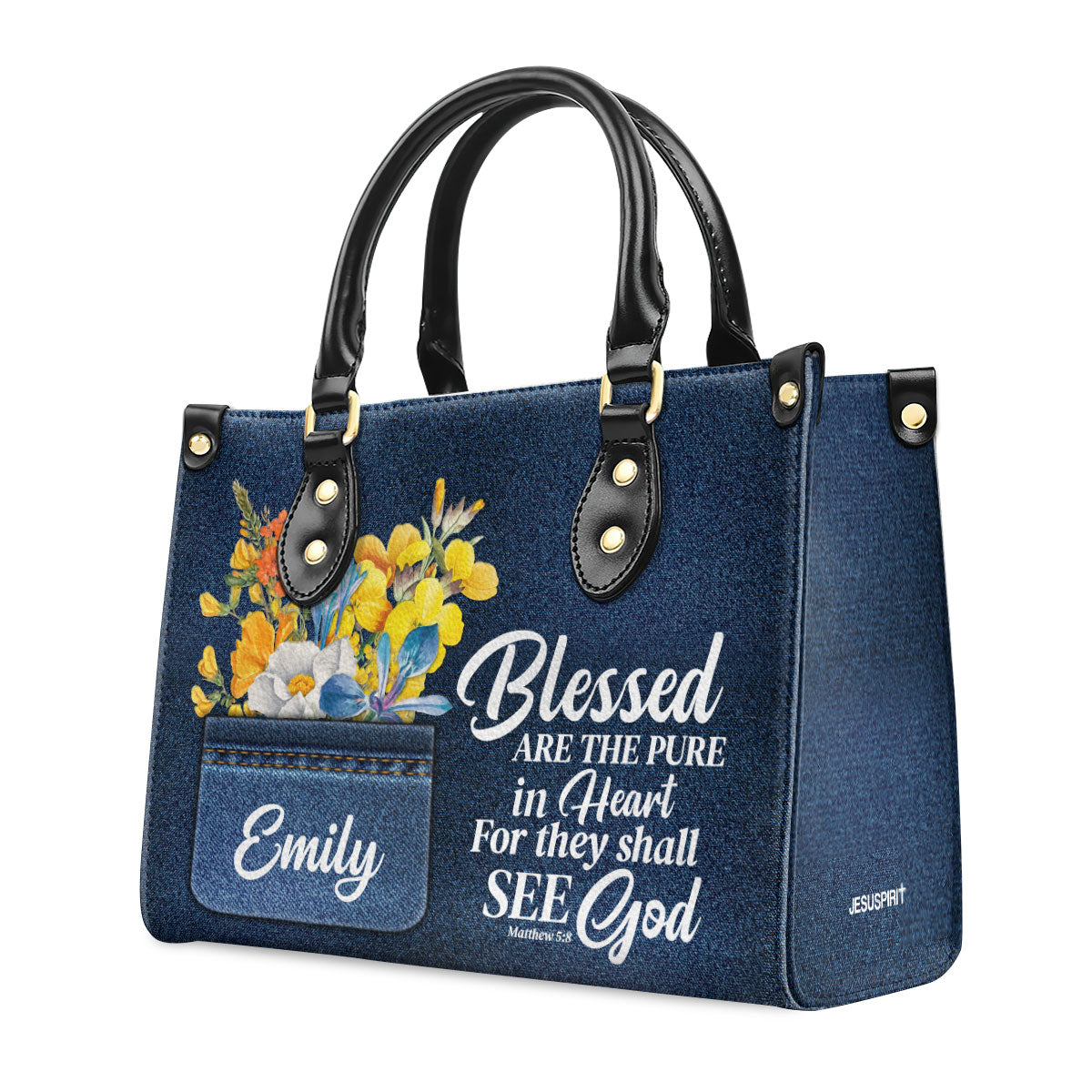 Blessed Are The Pure In Heart - Personalized Leather Handbag GMJSLB200069