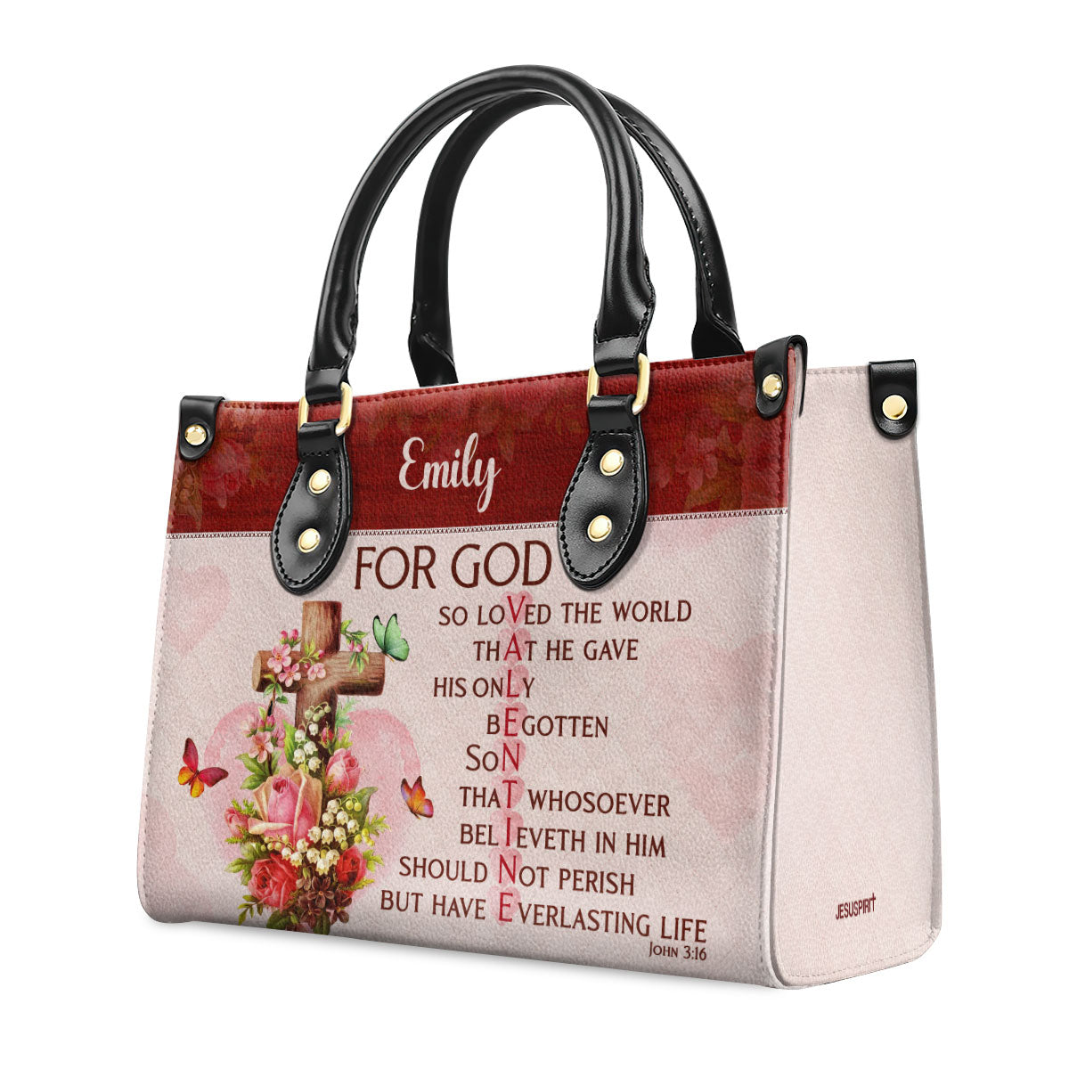 John 3:16 Gift for Women - Personalized Leather Handbag GMJSLB200067