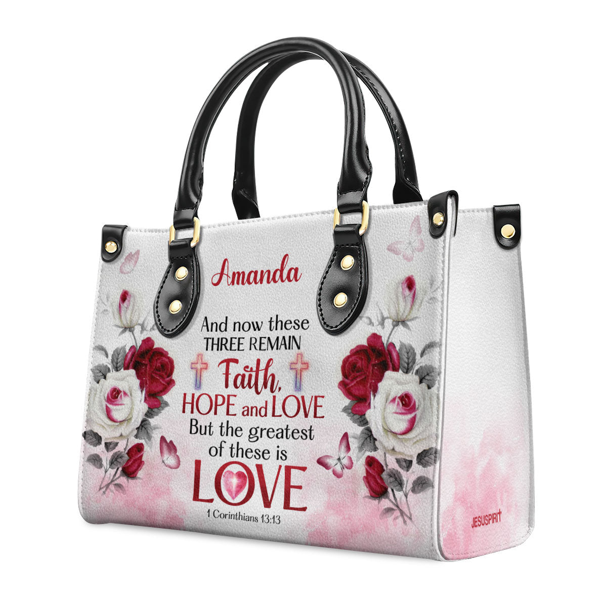 Corinthians 13:13 Inspirational Bag - Personalized Leather Handbag GMJSLB200066